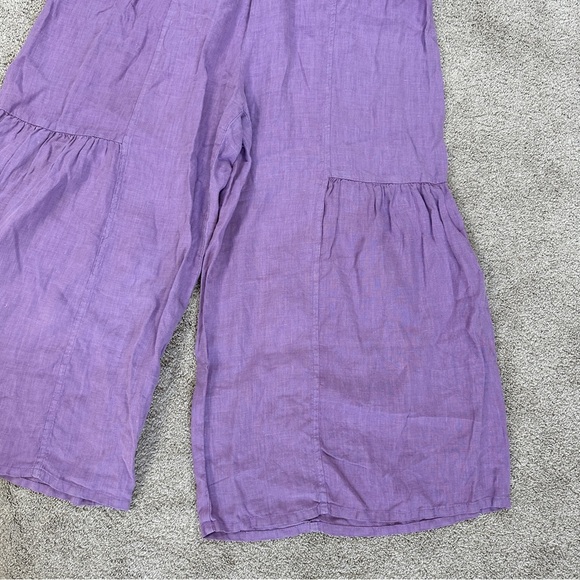 Et’Lois Women’s 100% Linen Tanya Pull On Pants Wide Leg Made in USA in Purple S - Picture 4 of 14